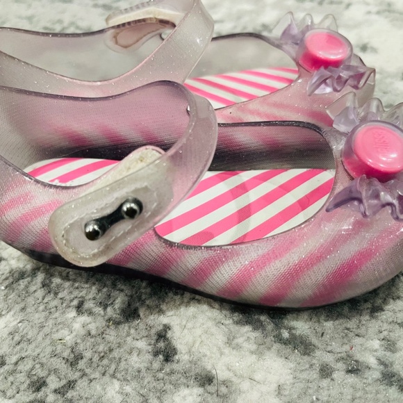Clear sparkle Bubblegum Mini Melissa shoes size 8 - Picture 5 of 7